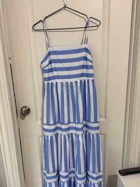 Commense Blue and White Striped Maxi Dress